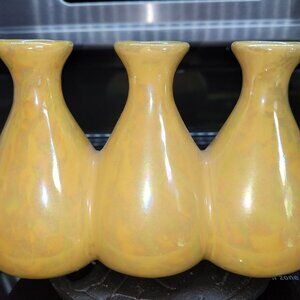 Pier 1 imports:  3 yellow-gold-shimmer connected mini vases